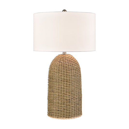 Atlas Lighting Coe 32in 1-Light Table Lamp | Transitional Natural Rope and White Fabric Shade | Living Room & Bedroom | Model PL11043-NA
