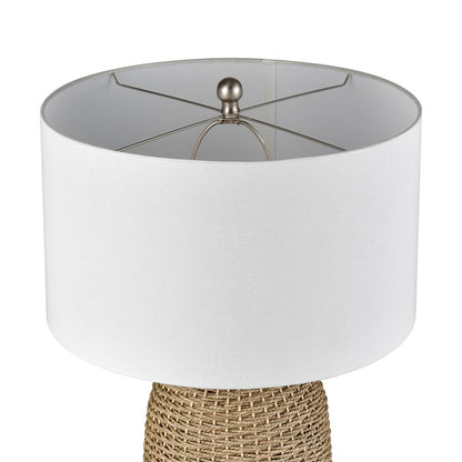 Atlas Lighting Coe 32in 1-Light Table Lamp | Transitional Natural Rope and White Fabric Shade | Living Room & Bedroom | Model PL11043-NA