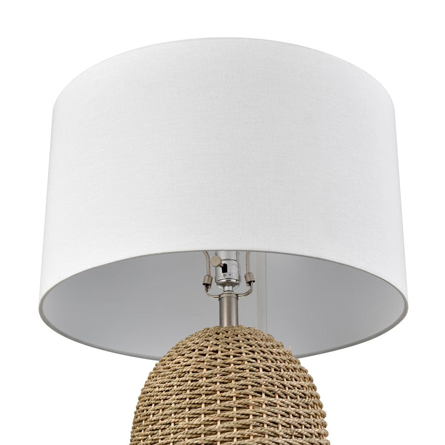 Atlas Lighting Coe 32in 1-Light Table Lamp | Transitional Natural Rope and White Fabric Shade | Living Room & Bedroom | Model PL11043-NA