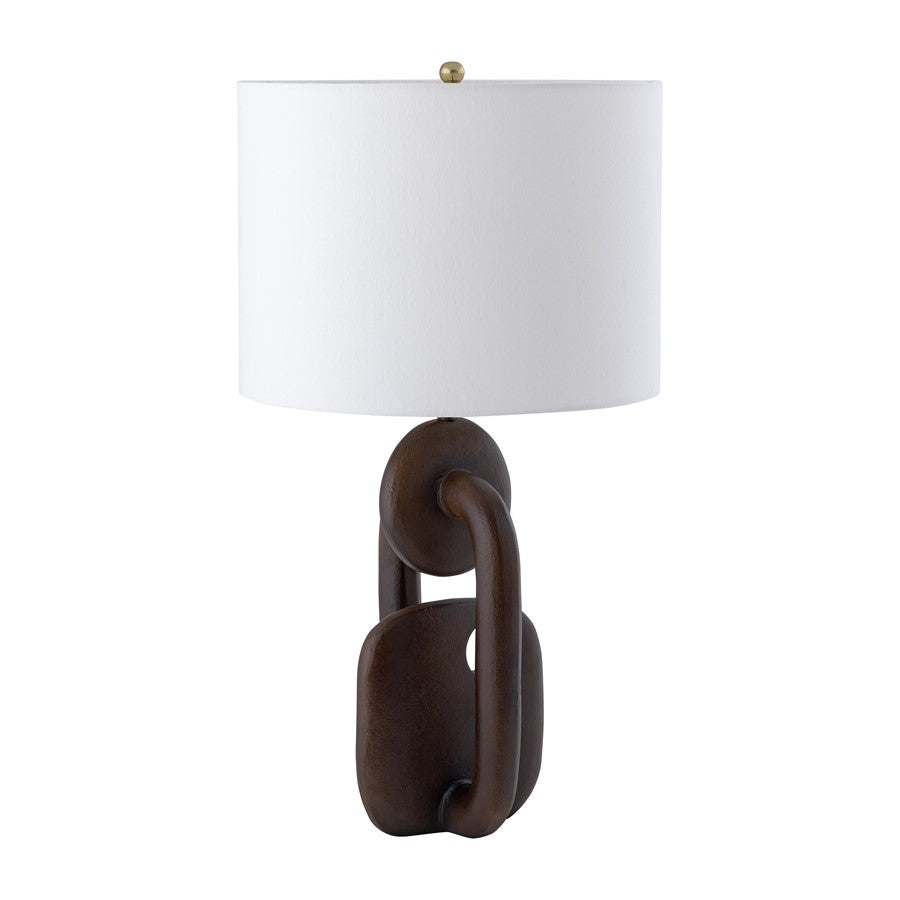 Atlas Lighting Colden 25in 1-Light Table Lamp | Modern Bronze Metal and White Fabric Shade | Living Room & Bedroom | Model PL11044-BZ