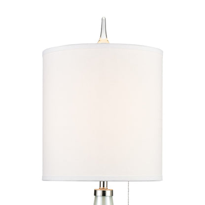 Atlas Lighting Confection 41in 1-Light Table Lamp | Transitional Seafoam Blue Glass and White Fabric Shade | Living Room & Bedroom | Model PL11046-BL