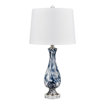 Atlas Lighting Cordelia Sound 30in 1-Light Table Lamp Set of 2 | Transitional Blue and White Glass and White Fabric Shade | Model PL11047-BLS