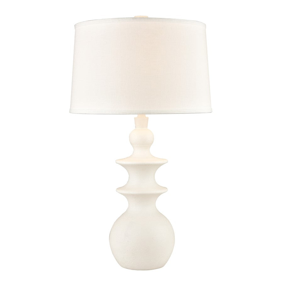 Atlas Lighting Depiction 32in 1-Light Table Lamp | Matte White Composite and White Linen | Bedroom & Living Room | 18 x 18 x 32 in | Model PL11050-WH