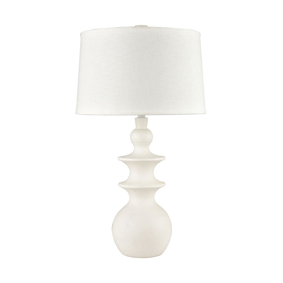 Atlas Lighting Depiction 32in 1-Light Table Lamp | Matte White Composite and White Linen | Bedroom & Living Room | 18 x 18 x 32 in | Model PL11050-WH