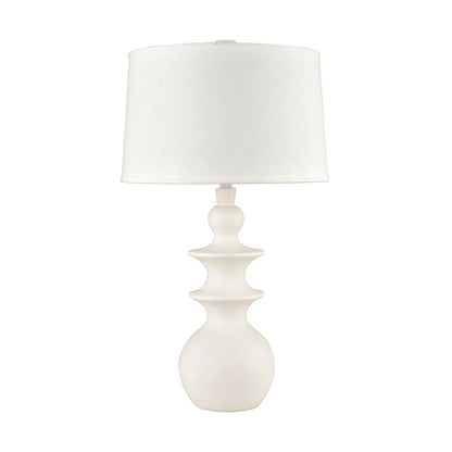 Atlas Lighting Depiction 32in 1-Light Table Lamp | Matte White Composite and White Linen | Bedroom & Living Room | 18 x 18 x 32 in | Model PL11050-WH