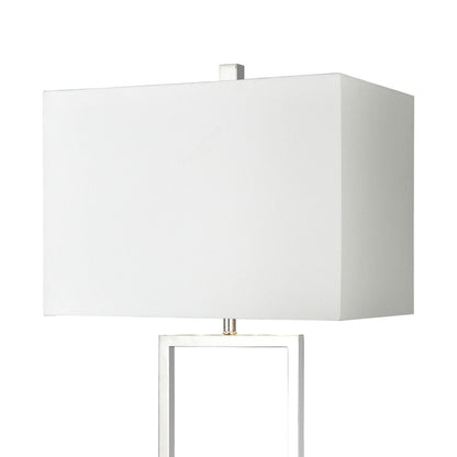 Atlas Lighting Dunstan Mews 31in 1-Light Table Lamp | Chrome Metal and White Linen | Living Room & Bedroom | 16 x 10 x 31 in | Model PL11052-CH