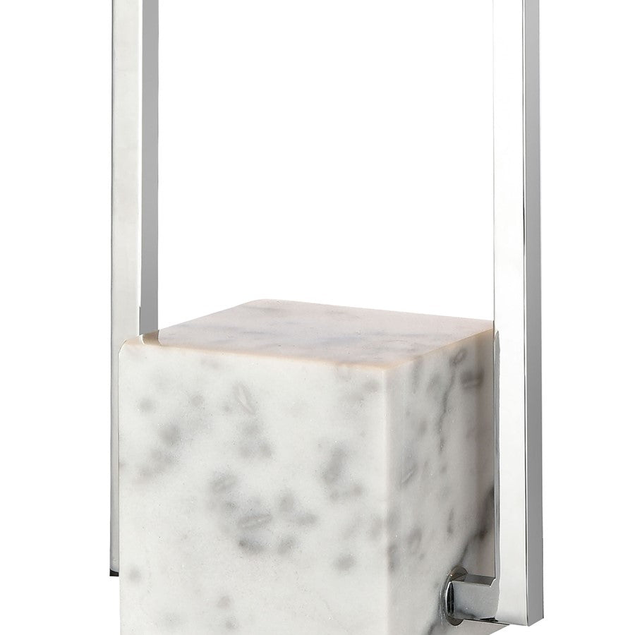 Atlas Lighting Dunstan Mews 31in 1-Light Table Lamp | Chrome Metal and White Linen | Living Room & Bedroom | 16 x 10 x 31 in | Model PL11052-CH