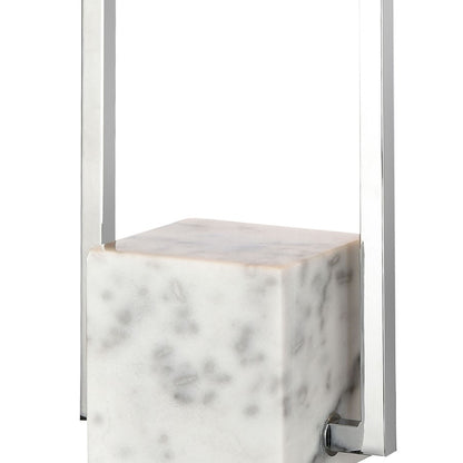 Atlas Lighting Dunstan Mews 31in 1-Light Table Lamp | Chrome Metal and White Linen | Living Room & Bedroom | 16 x 10 x 31 in | Model PL11052-CH