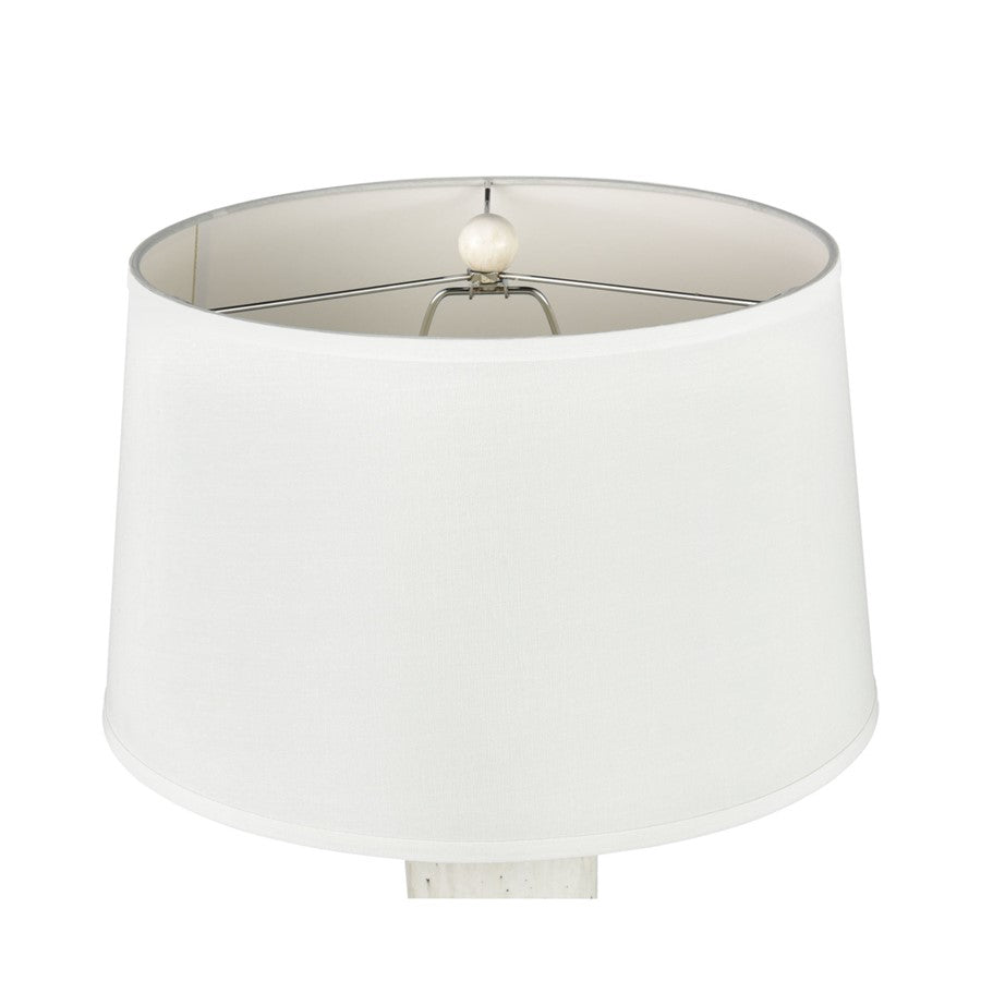 Atlas Lighting Elinor 32in 1-Light Table Lamp | White Earthenware and White Linen | Living Room & Bedroom | 19 x 19 x 32 in | Model PL11053-WH