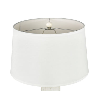 Atlas Lighting Elinor 32in 1-Light Table Lamp | White Earthenware and White Linen | Living Room & Bedroom | 19 x 19 x 32 in | Model PL11053-WH