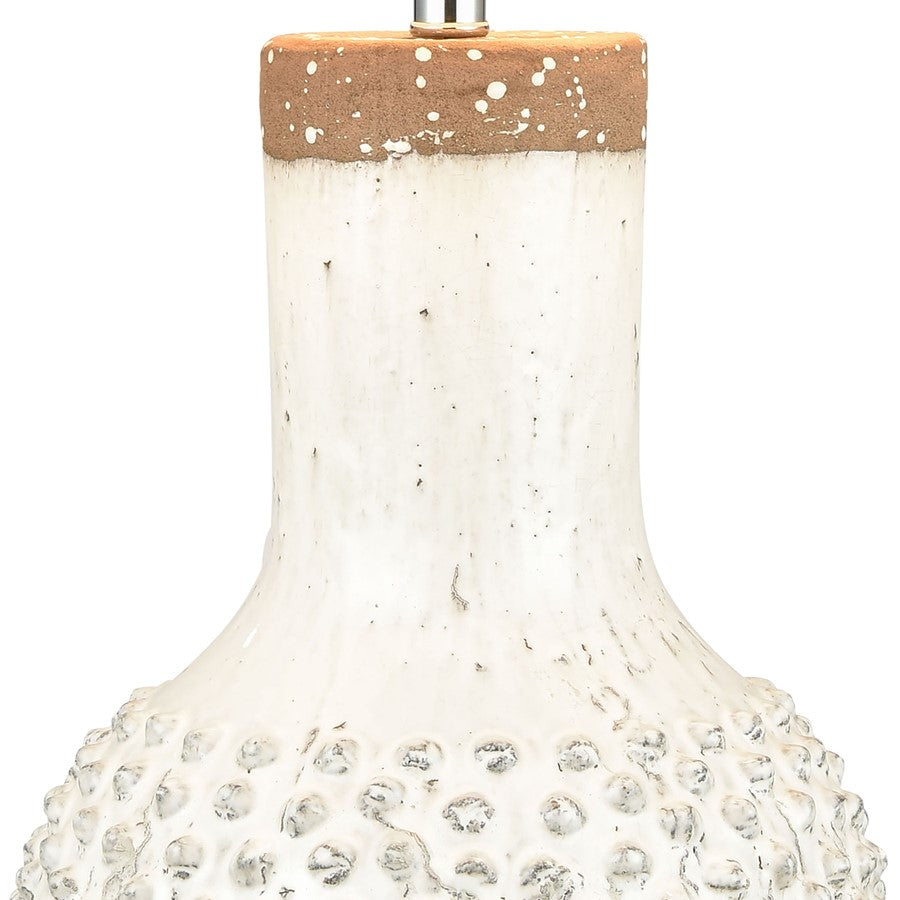 Atlas Lighting Elinor 32in 1-Light Table Lamp | White Earthenware and White Linen | Living Room & Bedroom | 19 x 19 x 32 in | Model PL11053-WH