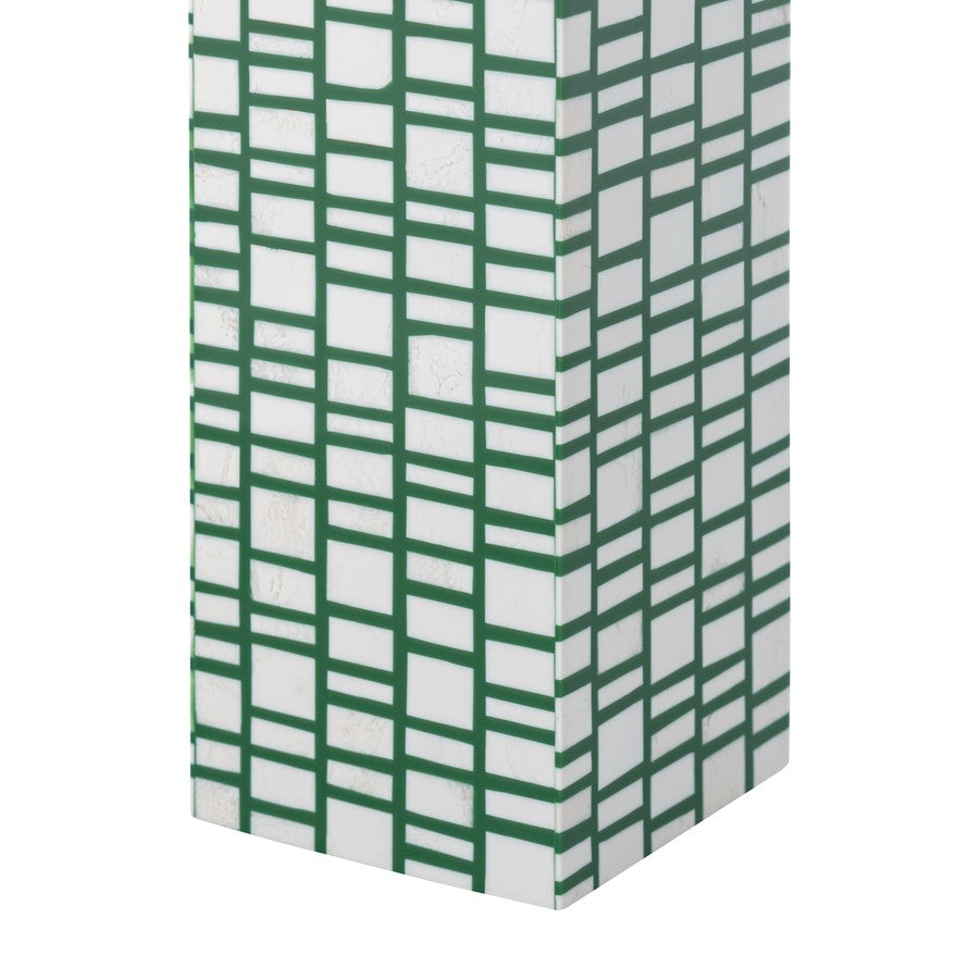 Atlas Lighting Etten 27in 1-Light Table Lamp | Green and White Composite and White Linen | Living Room & Bedroom | 15 x 15 x 27 in | Model PL11054-GN