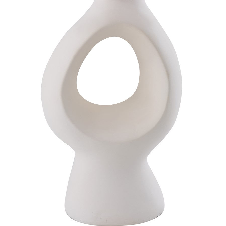 Atlas Lighting Fenimore 27in 1-Light Table Lamp | White Earthenware and White Linen | Living Room & Bedroom | 16 x 10 x 27 in | Model PL11055-WH