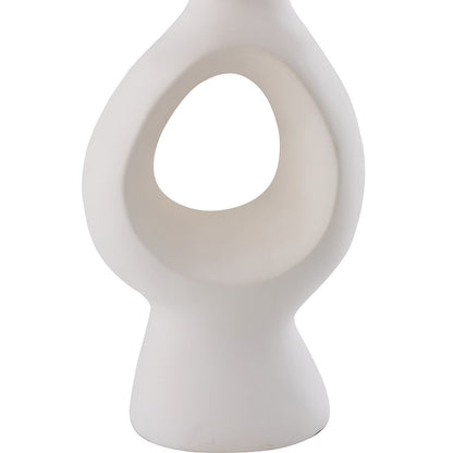 Atlas Lighting Fenimore 27in 1-Light Table Lamp | White Earthenware and White Linen | Living Room & Bedroom | 16 x 10 x 27 in | Model PL11055-WH