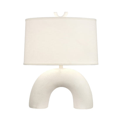 Atlas Lighting Flection 25in 1-Light Table Lamp | Modern Dry White Earthenware and White Linen Shade | Living Room & Bedroom | Model PL11057-WH
