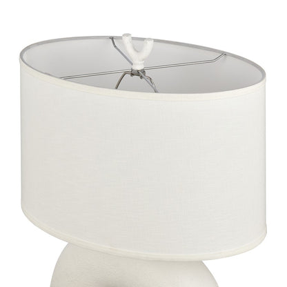 Atlas Lighting Flection 25in 1-Light Table Lamp | Modern Dry White Earthenware and White Linen Shade | Living Room & Bedroom | Model PL11057-WH