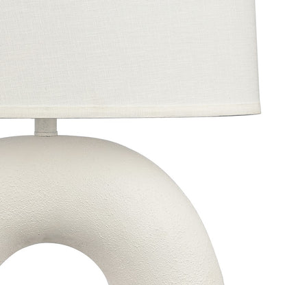 Atlas Lighting Flection 25in 1-Light Table Lamp | Modern Dry White Earthenware and White Linen Shade | Living Room & Bedroom | Model PL11057-WH