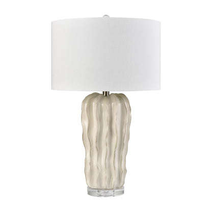 Atlas Lighting Genesee 27.5in 1-Light Table Lamp | Transitional White Glazed Earthenware and White Linen Shade | Living Room | Model PL11059-WH