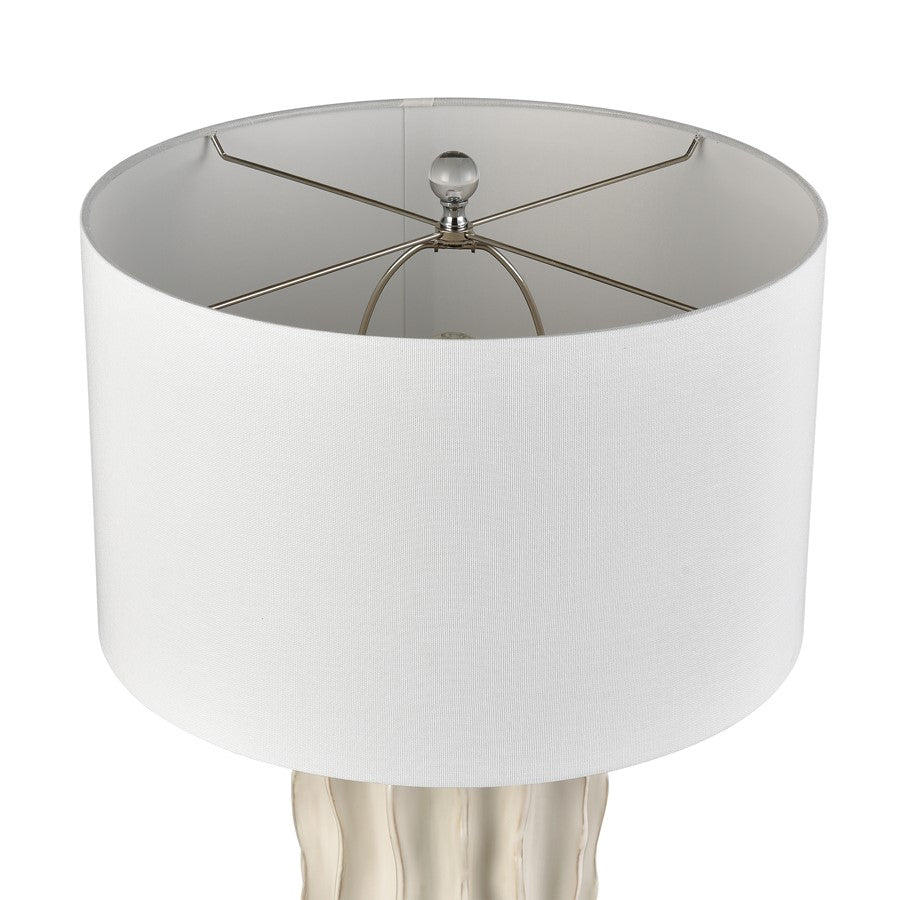 Atlas Lighting Genesee 27.5in 1-Light Table Lamp | Transitional White Glazed Earthenware and White Linen Shade | Living Room | Model PL11059-WH