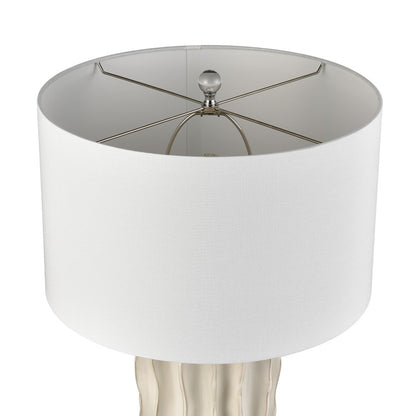Atlas Lighting Genesee 27.5in 1-Light Table Lamp | Transitional White Glazed Earthenware and White Linen Shade | Living Room | Model PL11059-WH