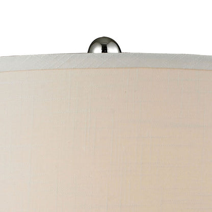 Atlas Lighting Bottle 30in 1-Light Table Lamp | Transitional Aqua Glass and White Fabric Shade | Living Room & Bedroom | Model PL11060-BL