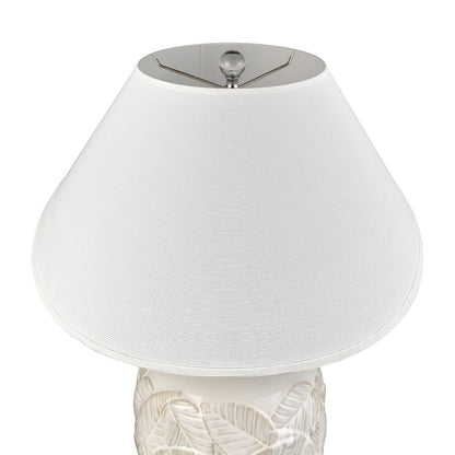 Atlas Lighting Goodell 18in 1-Light Table Lamp | White Glazed Earthenware and White Fabric Shade | Living Room & Bedroom | Model PL11061-WH