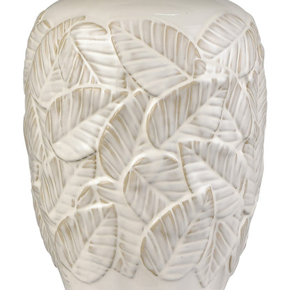 Atlas Lighting Goodell 18in 1-Light Table Lamp | White Glazed Earthenware and White Fabric Shade | Living Room & Bedroom | Model PL11061-WH