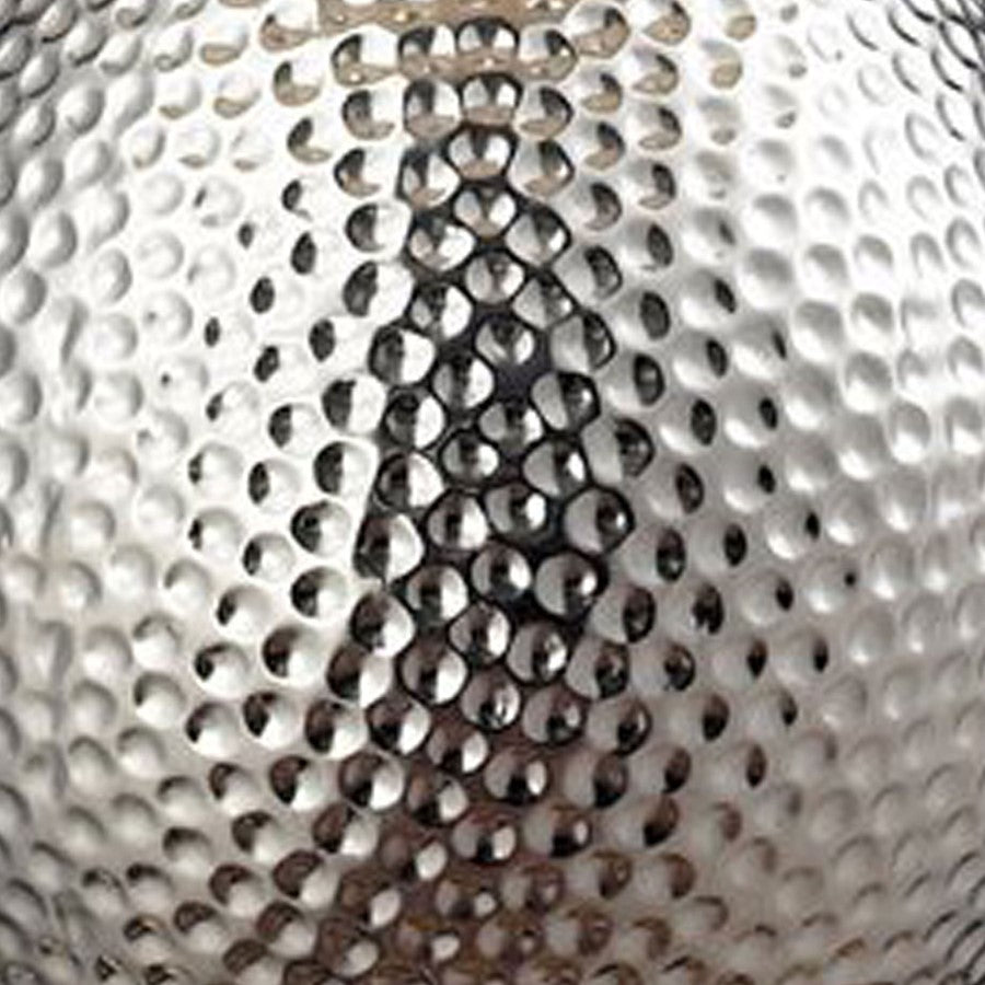 Atlas Lighting Hammered Chrome 12in 1-Light Table Lamp | Chrome Earthenware and Gray Fabric Shade | Living Room & Bedroom | Model PL11063-CH