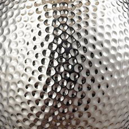 Atlas Lighting Hammered Chrome 12in 1-Light Table Lamp | Chrome Earthenware and Gray Fabric Shade | Living Room & Bedroom | Model PL11063-CH