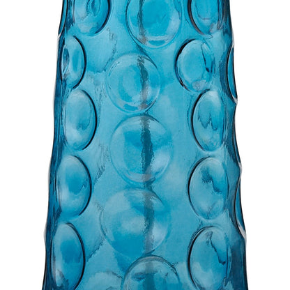 Atlas Lighting Hammered Glass 27in 1-Light Table Lamp | Transitional Blue Glass and White Fabric Shade | Living Room & Bedroom | Model PL11064-BL