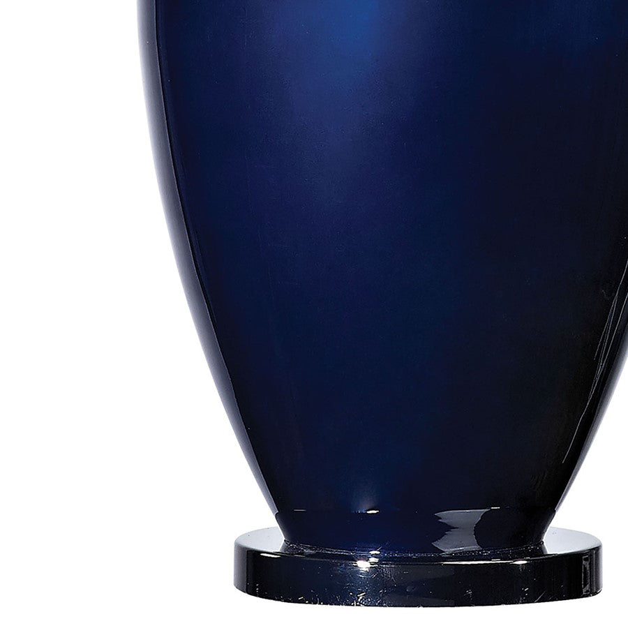 Atlas Lighting Helensburugh 34in 1-Light Table Lamp | Transitional Navy Glass and Blue Fabric Shade | Living Room & Bedroom | Model PL11065-BL