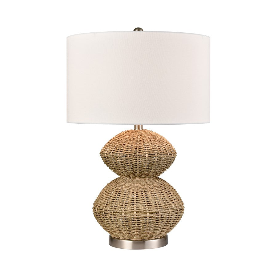 Atlas Lighting Helia 27in 1-Light Table Lamp | Transitional Natural Rope and White Fabric Shade | Living Room & Bedroom | Model PL11066-NA