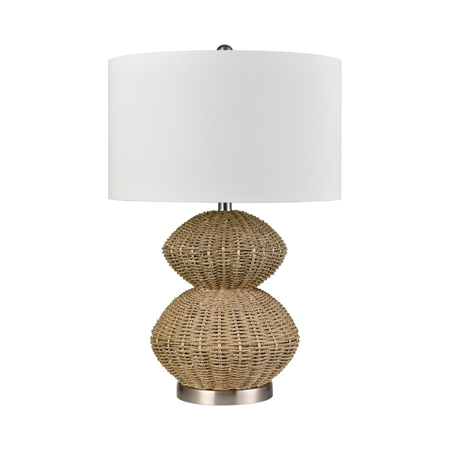 Atlas Lighting Helia 27in 1-Light Table Lamp | Transitional Natural Rope and White Fabric Shade | Living Room & Bedroom | Model PL11066-NA