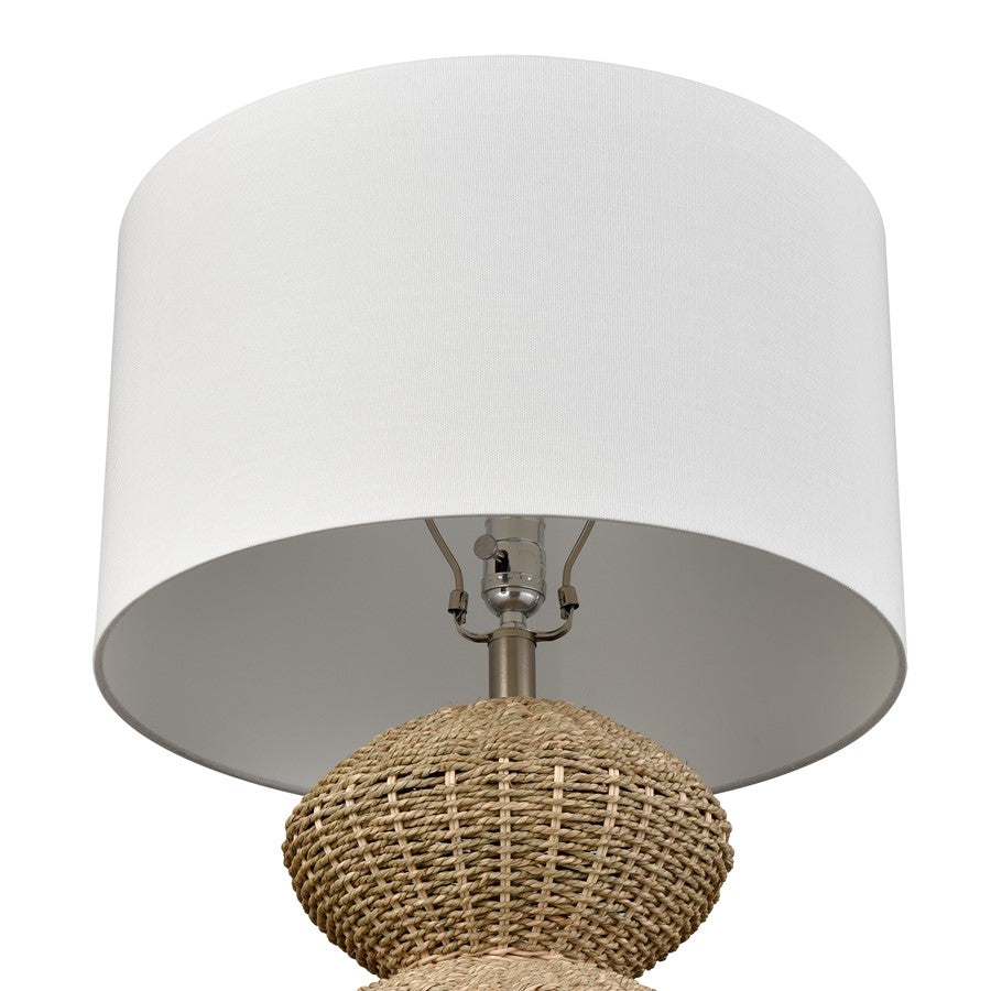 Atlas Lighting Helia 27in 1-Light Table Lamp | Transitional Natural Rope and White Fabric Shade | Living Room & Bedroom | Model PL11066-NA