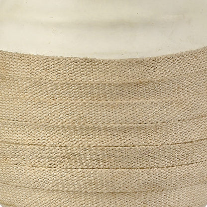 Atlas Lighting Hobart 20in 1-Light Table Lamp | Transitional White Ceramic and Natural Rattan Shade | Living Room & Bedroom | Model PL11067-WH