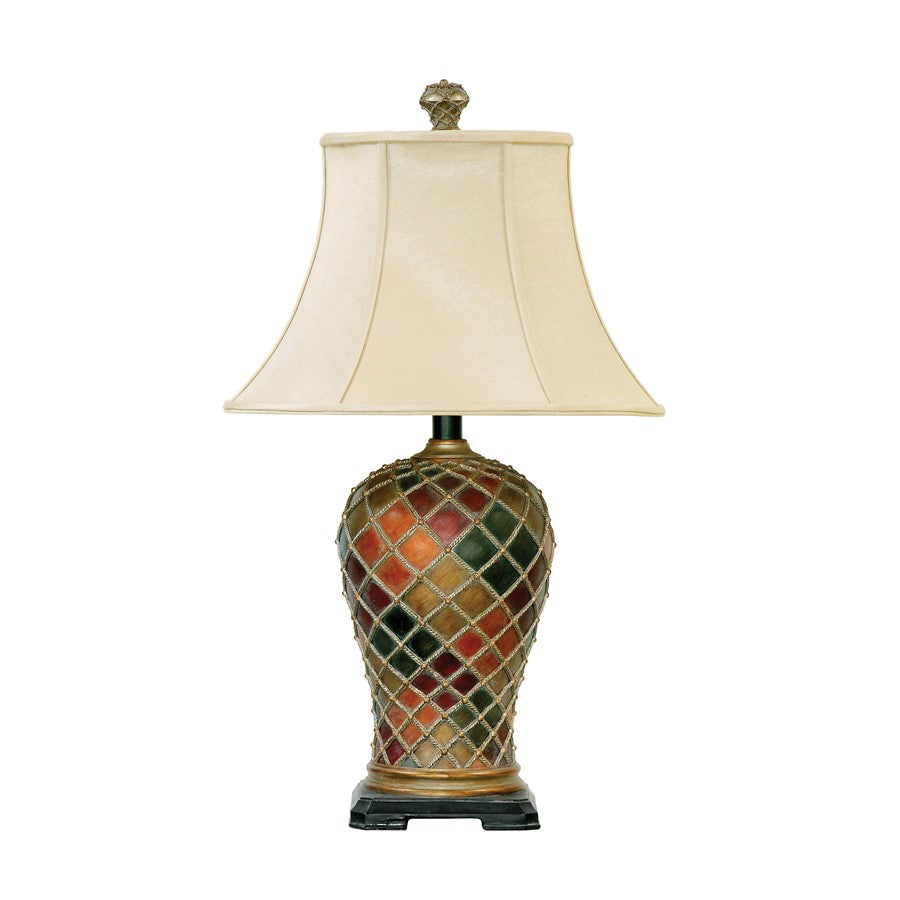 Atlas Lighting Joseph 19in 1-Light Table Lamp | Multicolor Composite with Cream Linen Shade | Living Room & Bedroom | Model PL11070-MU