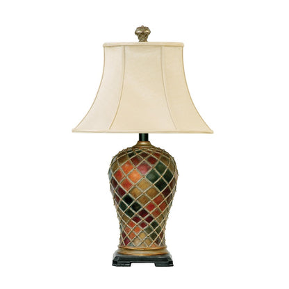 Atlas Lighting Joseph 19in 1-Light Table Lamp | Multicolor Composite with Cream Linen Shade | Living Room & Bedroom | Model PL11070-MU