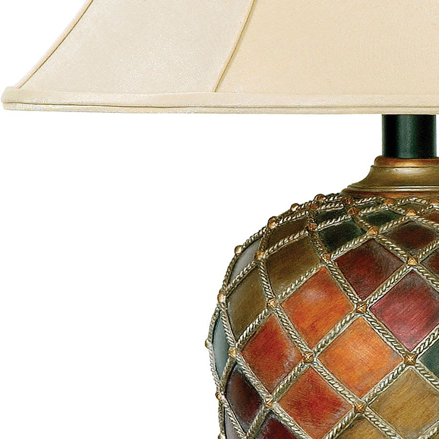 Atlas Lighting Joseph 19in 1-Light Table Lamp | Multicolor Composite with Cream Linen Shade | Living Room & Bedroom | Model PL11070-MU