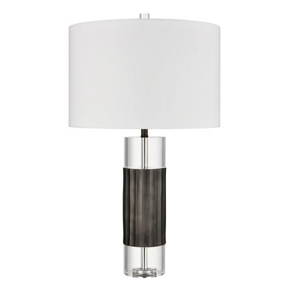 Atlas Lighting Journey 17in 1-Light Table Lamp | Black Metal and Clear Crystal with White Linen Shade | Living Room & Bedroom | Model PL11071-BK