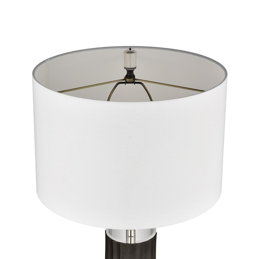 Atlas Lighting Journey 17in 1-Light Table Lamp | Black Metal and Clear Crystal with White Linen Shade | Living Room & Bedroom | Model PL11071-BK