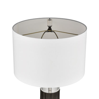 Atlas Lighting Journey 17in 1-Light Table Lamp | Black Metal and Clear Crystal with White Linen Shade | Living Room & Bedroom | Model PL11071-BK