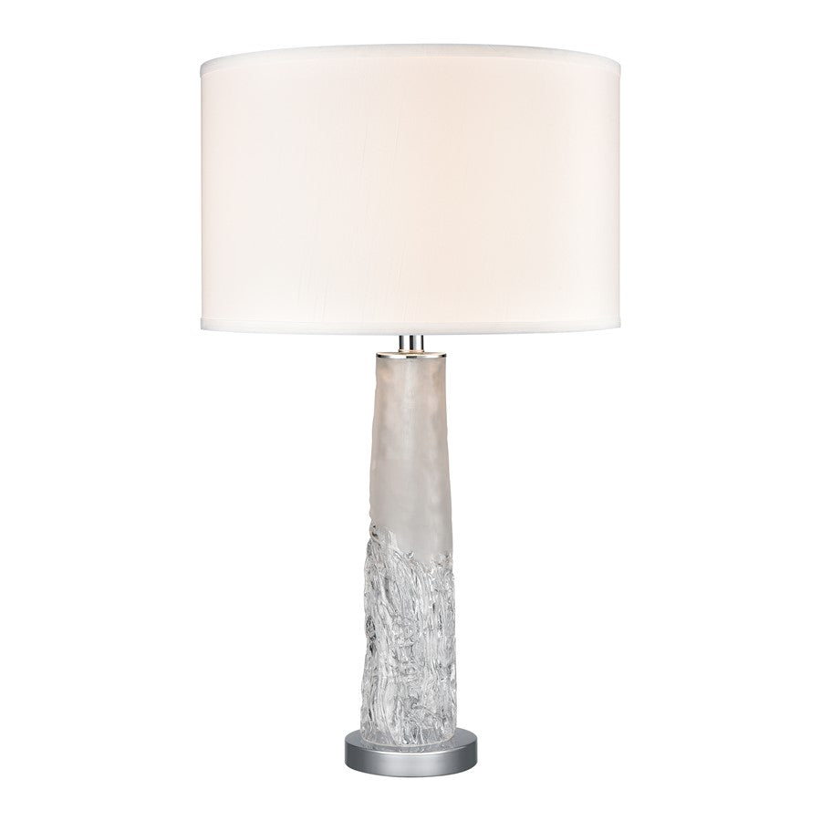 Atlas Lighting Juneau 30in 1-Light Table Lamp | Clear Art Glass and White Linen Shade | Living Room & Bedroom | 16 x 16 x 30 in | Model PL11072-CL