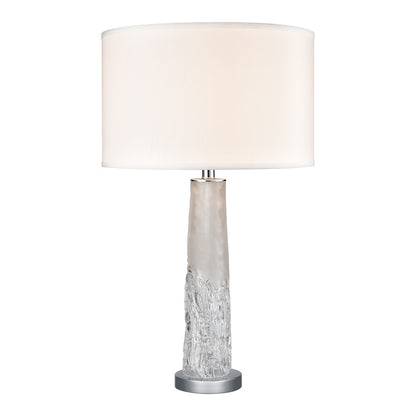 Atlas Lighting Juneau 30in 1-Light Table Lamp | Clear Art Glass and White Linen Shade | Living Room & Bedroom | 16 x 16 x 30 in | Model PL11072-CL