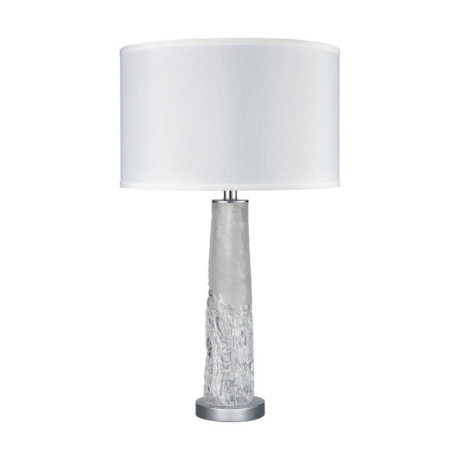 Atlas Lighting Juneau 30in 1-Light Table Lamp | Clear Art Glass and White Linen Shade | Living Room & Bedroom | 16 x 16 x 30 in | Model PL11072-CL