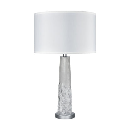 Atlas Lighting Juneau 30in 1-Light Table Lamp | Clear Art Glass and White Linen Shade | Living Room & Bedroom | 16 x 16 x 30 in | Model PL11072-CL