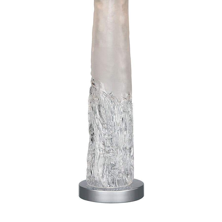 Atlas Lighting Juneau 30in 1-Light Table Lamp | Clear Art Glass and White Linen Shade | Living Room & Bedroom | 16 x 16 x 30 in | Model PL11072-CL