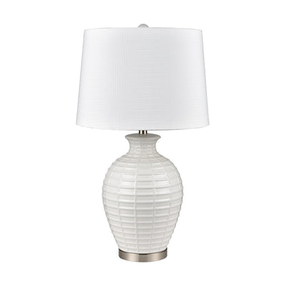 Atlas Lighting Junia 28in 1-Light Table Lamp Set of 2 | White Glazed Earthenware and Satin Nickel | Living Room & Bedroom | Model PL11073-WHS