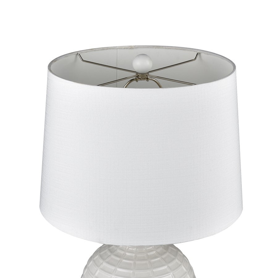 Atlas Lighting Junia 28in 1-Light Table Lamp Set of 2 | White Glazed Earthenware and Satin Nickel | Living Room & Bedroom | Model PL11073-WHS