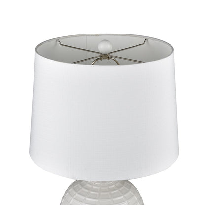 Atlas Lighting Junia 28in 1-Light Table Lamp Set of 2 | White Glazed Earthenware and Satin Nickel | Living Room & Bedroom | Model PL11073-WHS