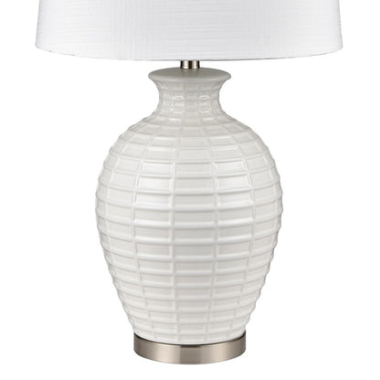 Atlas Lighting Junia 28in 1-Light Table Lamp Set of 2 | White Glazed Earthenware and Satin Nickel | Living Room & Bedroom | Model PL11073-WHS